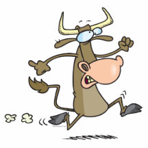 lustige Cartoonkuh auf dem Laufmoove Photoskulpturen