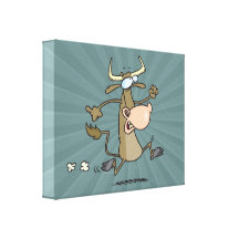lustige Cartoonkuh auf dem Laufmoove Galerie Falt Leinwand