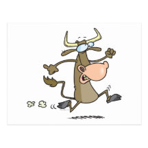 lustige Cartoonkuh auf dem Laufmoove Postkarte