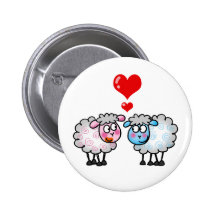 Lustige Cartoonschafe, Wedding Paare Anstecknadelbuttons