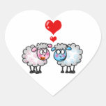 Lustige Cartoonschafe, Wedding Paare Herzaufkleber