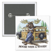 Lustige Elche mit einem Woody durch Mudge Studios Anstecknadelbutton