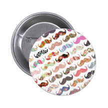 Lustige Girly bunte Muster-Schnurrbärte Button