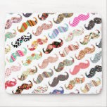 Lustige Girly bunte Muster-Schnurrbärte Mauspads