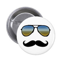 Lustige Retro Sonnenbrille mit dem Schnurrbart Anstecknadelbutton