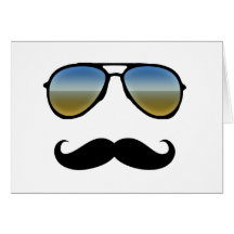 Lustige Retro Sonnenbrille mit dem Schnurrbart Karte