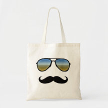 Lustige Retro Sonnenbrille mit dem Schnurrbart Tragetaschen