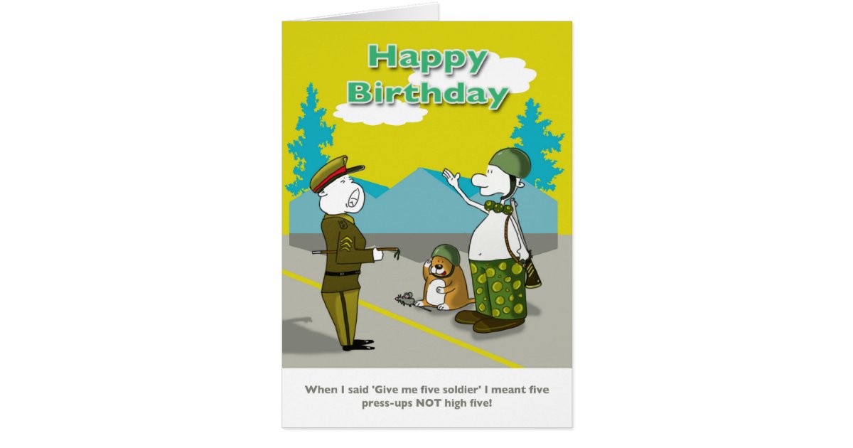 Lustige Soldat alles Gute zum Geburtstagkarte Grußkarte Zazzle