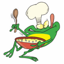 lustiger alberner kochender Kochsfrosch-Cartoon Acryl Ausschnitt