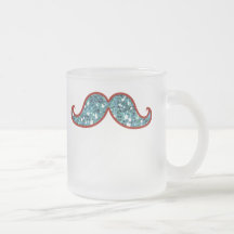 LUSTIGER BLAUER SCHNURRBART-GLITTER TASSE