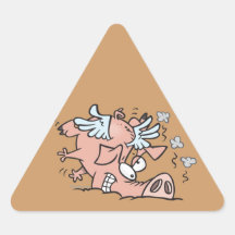 lustiger Bruchlandungs-Fliegenschwein-Cartoon Aufkleber