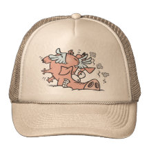 lustiger Bruchlandungs-Fliegenschwein-Cartoon Retrokultkappen