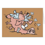 lustiger Bruchlandungs-Fliegenschwein-Cartoon Grußkarten