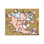 lustiger Bruchlandungs-Fliegenschwein-Cartoon Leinwand Druck