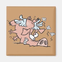lustiger Bruchlandungs-Fliegenschwein-Cartoon Magnets