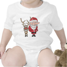 Lustiger Cartoon Sankt und Rudolph Baby Strampler