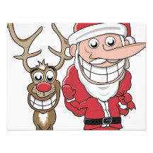 Lustiger Cartoon Sankt und Rudolph Individuelle Ankündigung