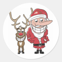 Lustiger Cartoon Sankt und Rudolph Sticker