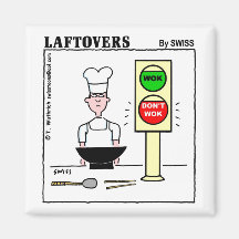 Lustiger chinesischer Cuisinewok-Cartoon-Kühlschra Magnete