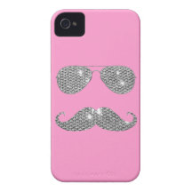Lustiger Diamant-Schnurrbart mit Gläsern iPhone 4 Case-Mate Hüllen