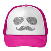 Lustiger Diamant-Schnurrbart mit Gläsern Trucker Mütze