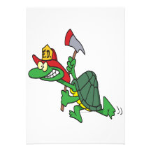lustiger Feuerwehrmannfeuerwehrmann-Schildkröte-Ca Ankündigungen