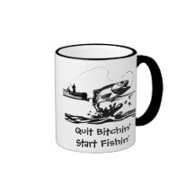 Lustiger Fischen-Cartoon und Sprichwort Kaffee Tasse