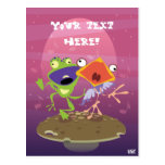 Lustiger Frosch und Vogel Postkarte