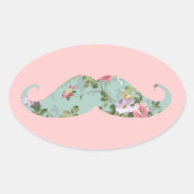 Lustiger Girly Vintager roter rosa Blumenschnurrba Sticker