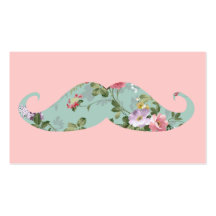 Lustiger Girly Vintager roter rosa Blumenschnurrba Visitenkartenvorlagen