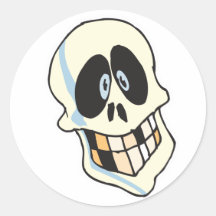 lustiger grinsender skeleton Schädel Runde Sticker