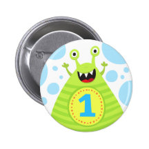 Lustiger grüner Knopf pinback Monster des ersten G Button