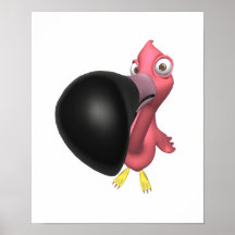 lustiger naher hoher rosa Flamingo Poster