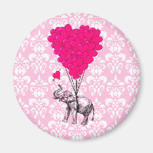 Lustiger niedlicher Elefant u. rosa Damast Kühlschrankmagnete