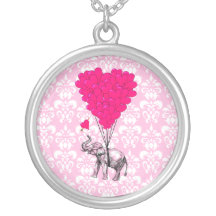 Lustiger niedlicher Elefant u. rosa Damast Schmuck