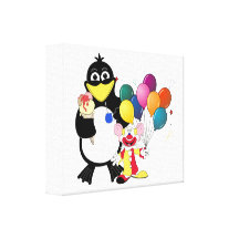 Lustiger Penguin- u. Clown-Cartoon Gespannter Galerie Druck