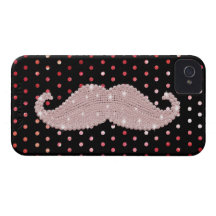 Lustiger pinker Schnurrbart auf niedlichen Punkten iPhone 4 Hülle