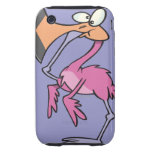 lustiger rosa Flamingo mit Fuß im Mund iPhone 3 Tough Cover