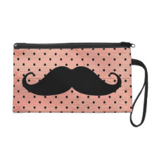 Lustiger Schnurrbart auf niedlichem rosa Polka-Pun