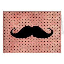 Lustiger Schnurrbart auf niedlichem rosa Polka-Pun Karten