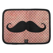 Lustiger Schnurrbart auf niedlichem rosa Polka-Pun Mappe