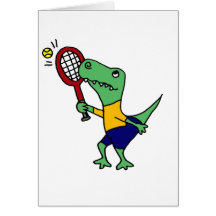 Lustiger T-Rex UVdinosaurier, der Tennis-Cartoon s Grußkarten