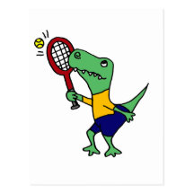 Lustiger T-Rex UVdinosaurier, der Tennis-Cartoon s Postkarten