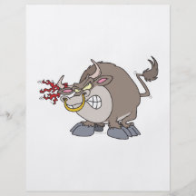 lustiger verärgerter Stier-Cartooncharakter Flyerdesign