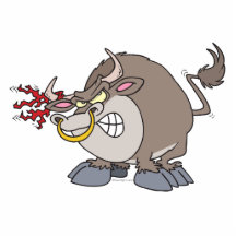 lustiger verärgerter Stier-Cartooncharakter Fotostatue