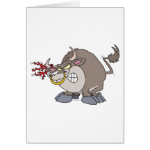 lustiger verärgerter Stier-Cartooncharakter Grußkarten