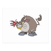 lustiger verärgerter Stier-Cartooncharakter Postkarte