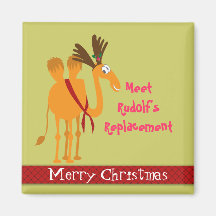 Lustiger Weihnachtsmagnet - Kamel im Ren-Anzug Kühlschrankmagnete