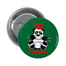 Lustiger Weihnachtspanda-Bär Buttons