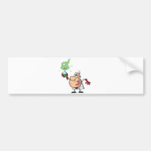 Lustiger wütender Wissenschaftler, der grünen Tran Auto Sticker